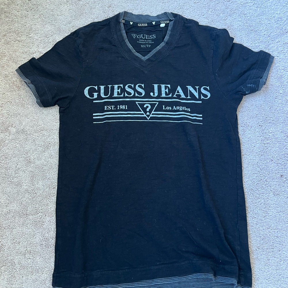 Guess Black V-Neck Tee